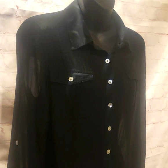 ORB Semi-Shear Black Blouse - Picture 3 of 8